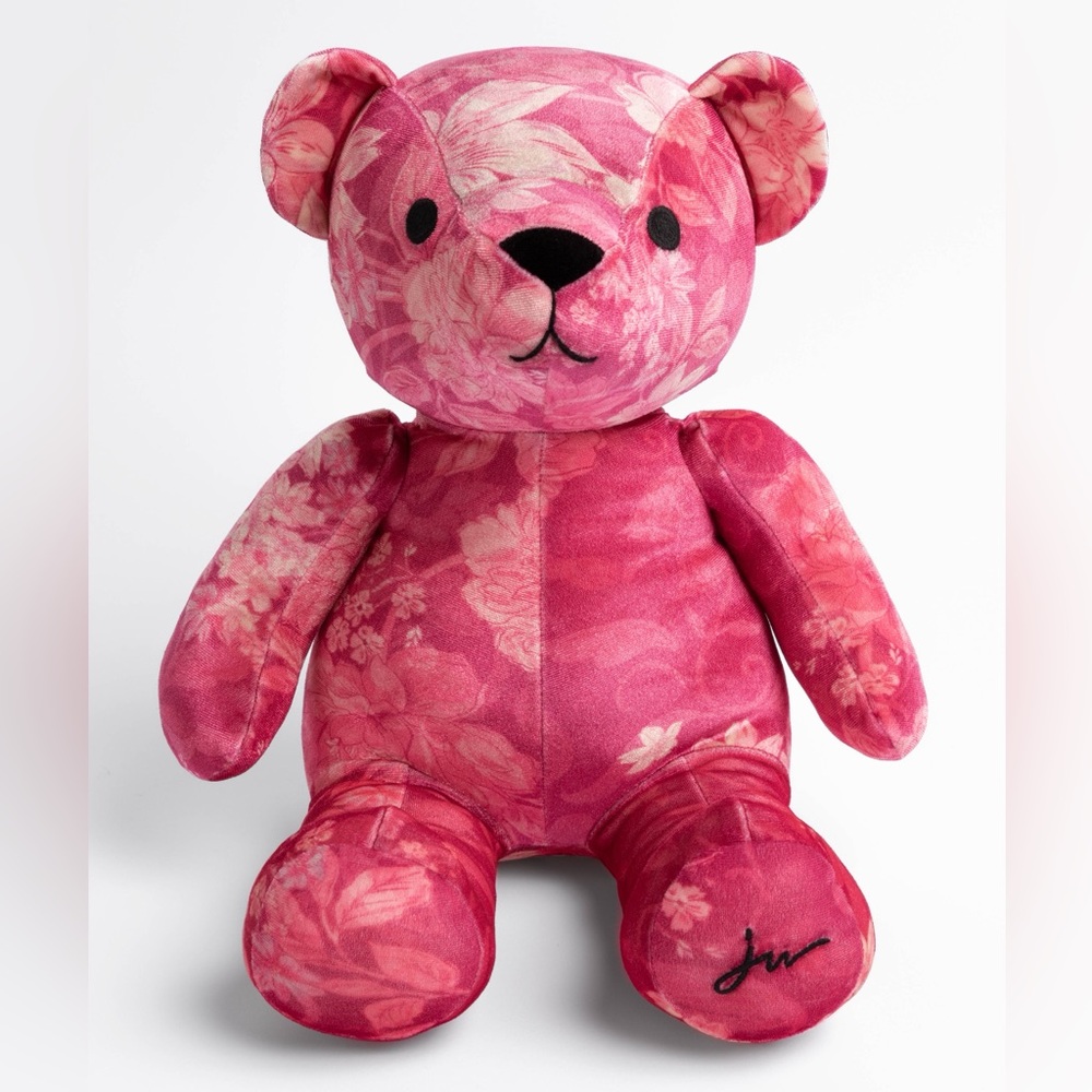 JOHNNY WAS PINK PRINTED VELVET BEAR NWOT